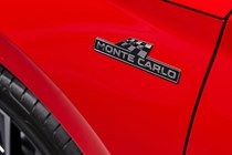 Red 2020 Skoda Monte Carlo badge