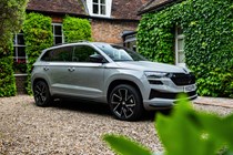 Best family SUVS 2024 - Skoda Karoq, front, grey