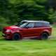 How to drive off-road: Range Rover Sport, driving quickly over grass, red paint