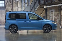 VW Caddy Life, 2020-2021, side view, blue