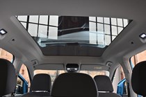 VW Caddy Life, 2020-2021, panoramic roof from the inside