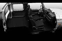 Suzuki Jimny van interior render, low res, showing load area
