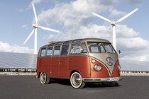 Volkswagen e-Bulli - front view, wind farm, jaunty, 2020
