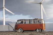 Volkswagen e-Bulli - side view, driving, wind farm, 2020