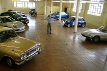 Classic cars in storage