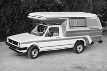 VW Caddy 1 - with camper back, black and white