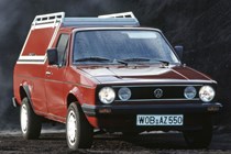 VW Caddy 1 - with hardtop, red, front view