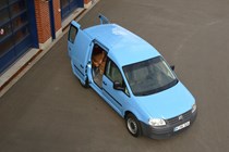 VW Caddy 3 - top view, pale blue