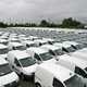 VW Caddy 2 - fresh production vehicles parked at factory