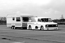 Ford Transit SUpervan 2 towing a caravan to a world record speed