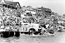 Floating Ford Transit in the Southend Raft Race