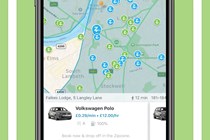 Car sharing app on an iPhone