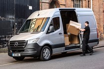 Business van insurance - Mercedes-Benz Sprinter being loaded with goods