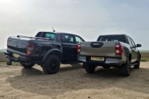 Ford Ranger Raptor long-term test review, 2021, with Toyota Hilux Invincible X, rear view