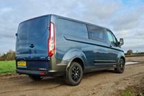 Ford Transit Custom Trail - how does it compare with the Ranger Raptor? Rear view, blue
