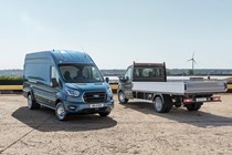 New Ford Transit 5.0-tonne, 2020, panel van front and chassis cab rear