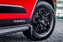 Ford Transit Custom Trail review, 2020, Trail logo, black front alloy wheel