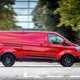 Ford Transit Custom Trail review, 2020, red, side view, driving