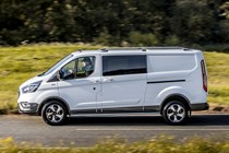 Ford Transit Custom Active review, 2020, DCiV, white, side view, driving