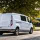 Ford Transit Custom Active review, 2020, DCiV, white, rear view, driving