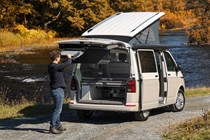 Volkswagen California Beach, 6.1, 2020, rear view, showing chairs in tailgate