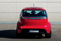 Porsche vision Renndienst electric van concept, 2018, dead-on rear view, red, 2020