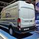 Ford E-Transit at the 2021 CV Show, rear view, silver