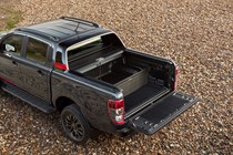 Ford Ranger Thunder review, 2020, load bed with roller top open and bed divider in middle position
