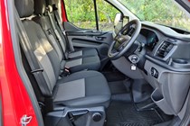 Best hybrid van UK 2021 - Ford Transit Custom PHEV vs LEVC VN5 comparison test, 2020, PHEV cab interior side view, seats