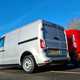 Best hybrid van UK 2021 - Ford Transit Custom PHEV vs LEVC VN5 comparison test, 2020 - side-by-side, rear, silver, red