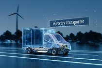 Next-generation Mercedes-Benz eSprinter Electric Versatility Platform - chassis cab with box body for online supermarket delivery
