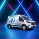 Maxus eDeliver 9 electric van, 2021, front view, neon background
