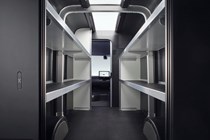 Arrival electric van, 2022, load area with integrated shelving and door in bulkhead