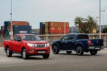 Best pickup trucks UK: Nissan Navara, red king cab, blue double cab