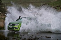Best pickup trucks UK: Volkswagen Amarok V6, green, splashing through deep water