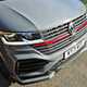 Volkswagen Transporter Sportline review - Black Edition, front grille red stripe detail, T6.1