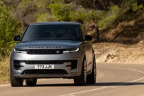 Best luxury SUVs - Range Rover Sport, silver, front view, driving on road