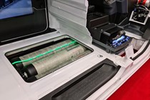 Vauxhall Vivaro-e hydrogen cutaway technology demonstrator at the 2021 CV Show, hydrogen tanks