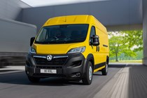 All-new Vauxhall Movano for 2021 - yellow, driving, front view