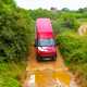 Iveco Daily 4x4 All-Road panel van, red, top view, descending slope into water
