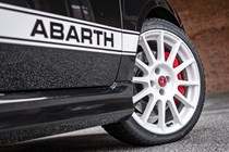 Abarth 695 Esseesse side stripes and white alloy wheels