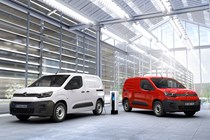 Citroen e-Berlingo electric van - red and white, charging - will be built at Ellesmere Port factory