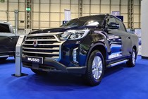 SsangYong Musso Rhino facelift at the 2021 CV Show, black, front view, low