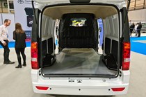 DFSK EC35 electric van at the 2021 CV Show, load space showing raised floor