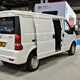 DFSK EC35 electric van at the 2021 CV Show, rear view, white, windowed tailgate shut
