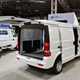 DFSK EC35 electric van at the 2021 CV Show, rear view, white, tailgate open