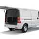 DFSK EC35 electric van, rear view, tailgate open, white