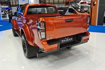 Isuzu D-Max Arctic Trucks AT35 at the 2021 CV Show, rear view, orange, prototype