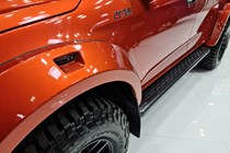 Isuzu D-Max Arctic Trucks AT35 at the 2021 CV Show, wheel arch detail, orange