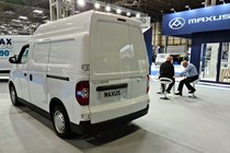 Maxus e Deliver 3 high-roof conversion at the 2021 CV Show, rear